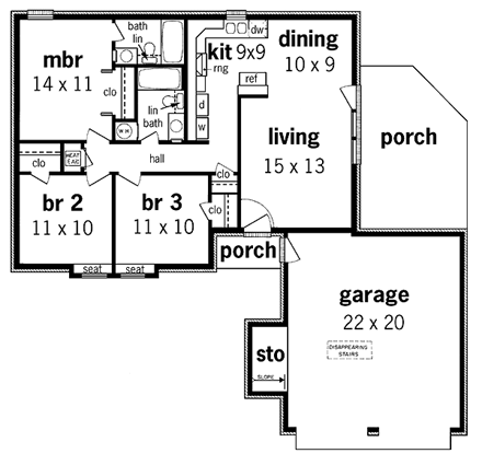 House Plan 65746 First Level Plan