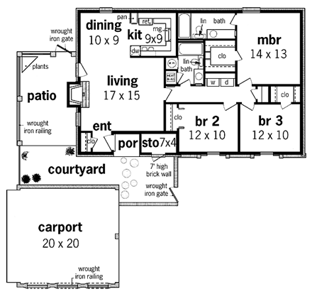 House Plan 65749 First Level Plan