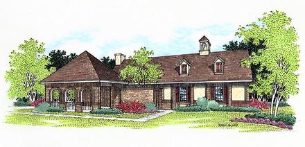 European One-Story Elevation of Plan 65749