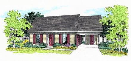 Narrow Lot One-Story Ranch Elevation of Plan 65750