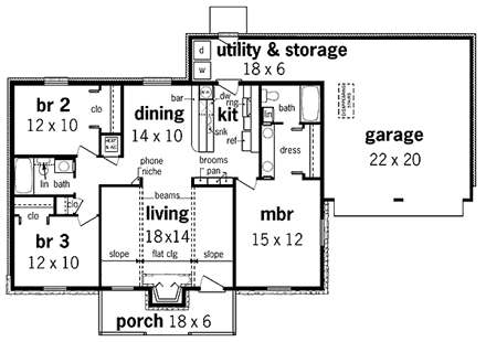 House Plan 65751 First Level Plan