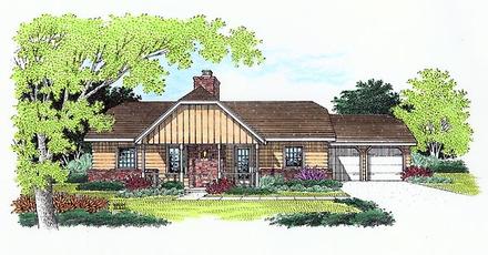One-Story Tudor Elevation of Plan 65751