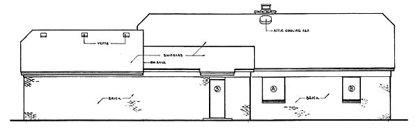 One-Story Tudor Rear Elevation of Plan 65751