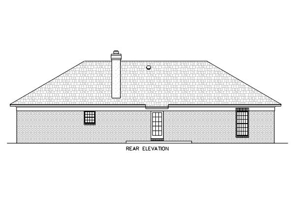 Contemporary One-Story Rear Elevation of Plan 65755