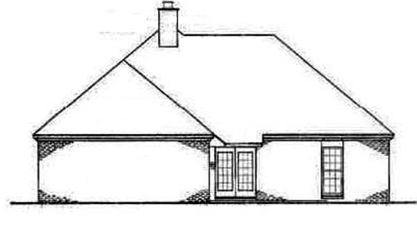 One-Story Traditional Rear Elevation of Plan 65758