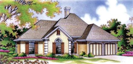 European One-Story Elevation of Plan 65760