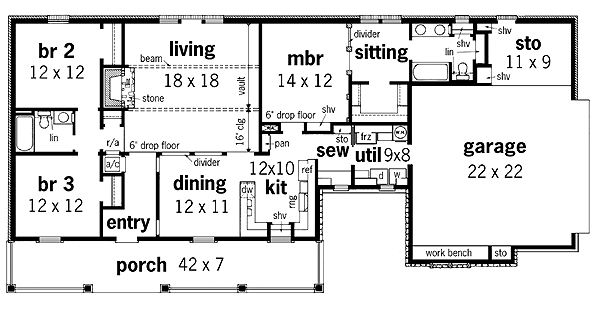 Country One-Story Level One of Plan 65763