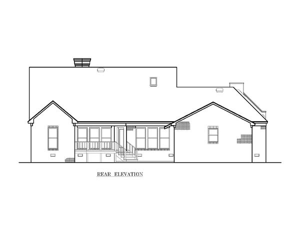 Country One-Story Rear Elevation of Plan 65763