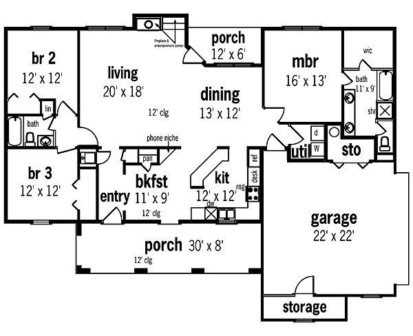 European One-Story Level One of Plan 65766