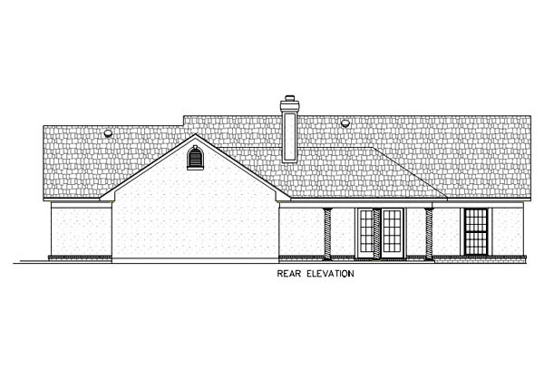 European One-Story Tuscan Rear Elevation of Plan 65768