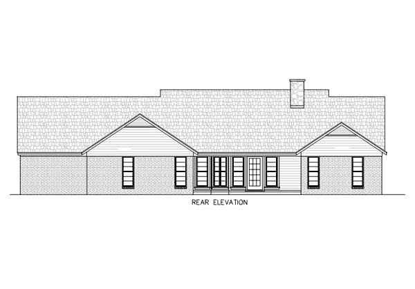 One-Story Ranch Rear Elevation of Plan 65769