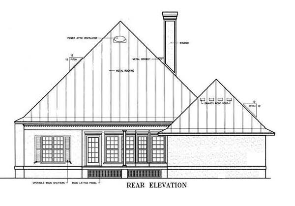 Cape Cod Rear Elevation of Plan 65772