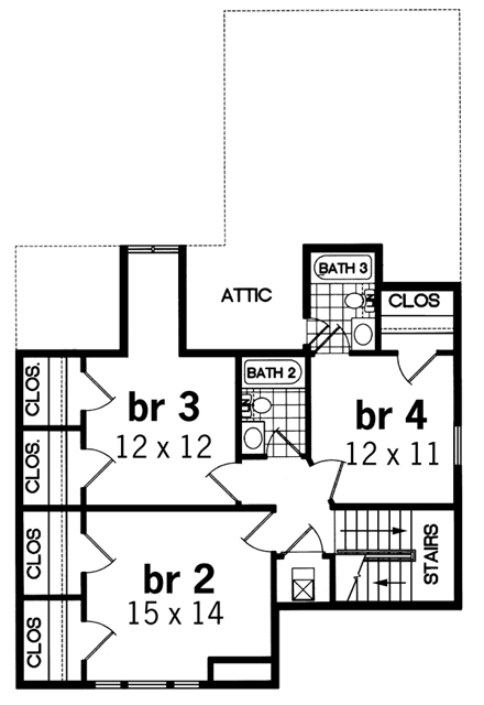 House Plan 65776 Second Level Plan