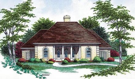 Colonial European One-Story Elevation of Plan 65778