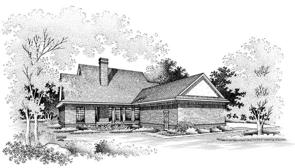 Country Rear Elevation of Plan 65780