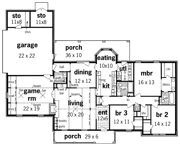 Country One-Story Level One of Plan 65785