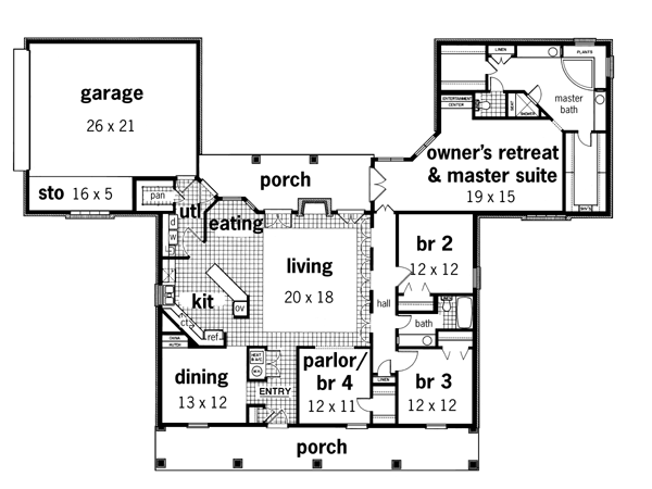 European One-Story Level One of Plan 65787