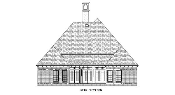 European One-Story Rear Elevation of Plan 65789