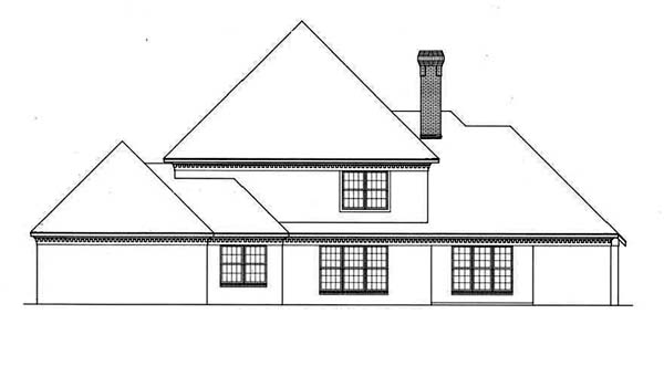 Colonial Rear Elevation of Plan 65792