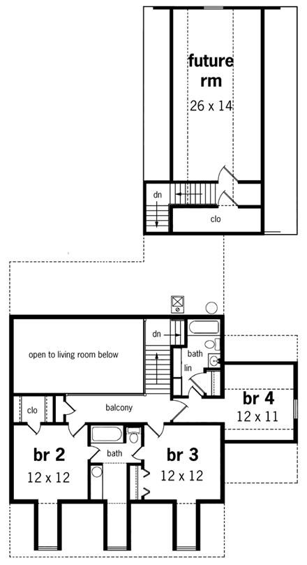 House Plan 65795 Second Level Plan