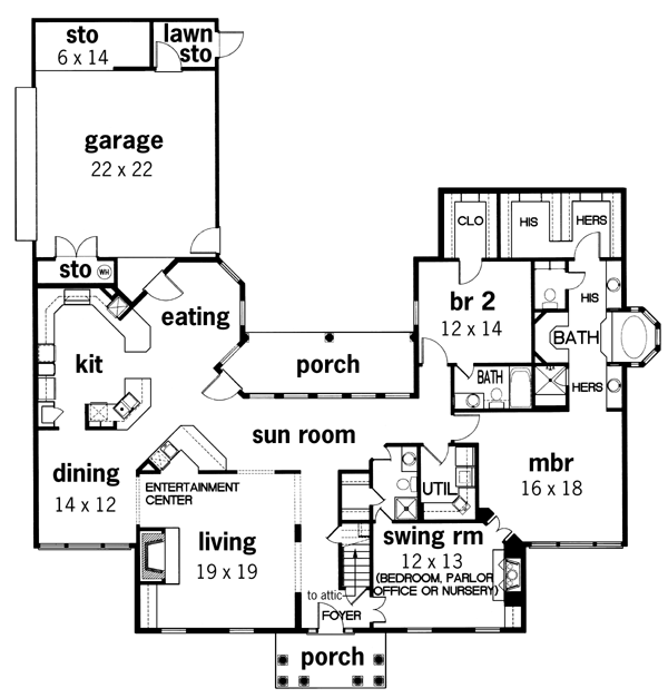 Colonial One-Story Level One of Plan 65796