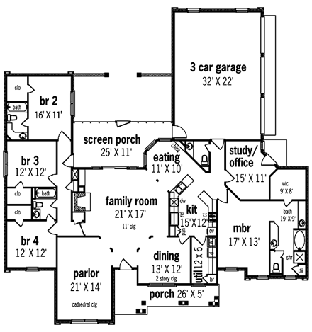 House Plan 65799 First Level Plan