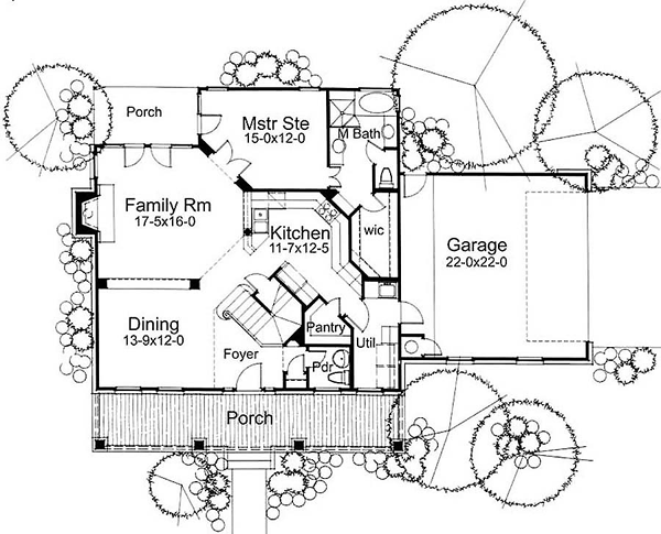 Bungalow Cape Cod Country Level One of Plan 65804