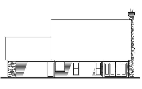 Bungalow Cape Cod Country Rear Elevation of Plan 65804