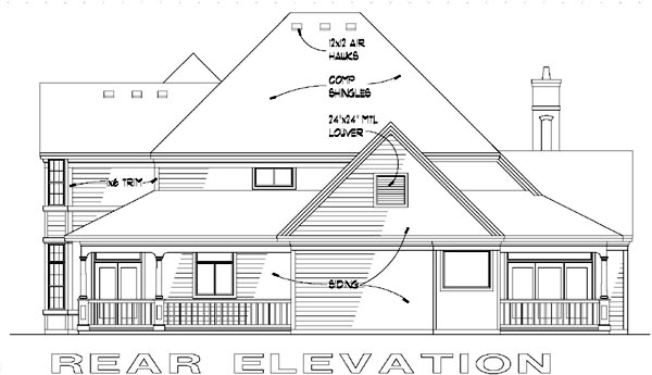 Victorian Rear Elevation of Plan 65839