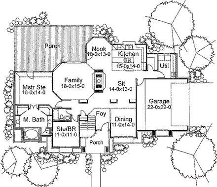 House Plan 65852 First Level Plan