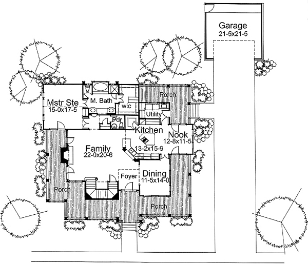 Farmhouse Level One of Plan 65857