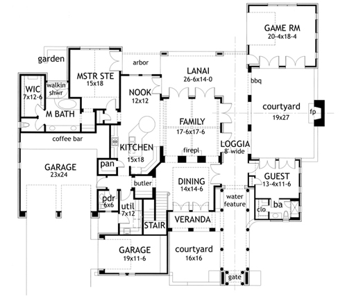 Mediterranean Tuscan Level One of Plan 65863