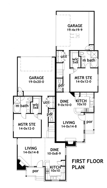 Multi-Family Plan 65865 First Level Plan