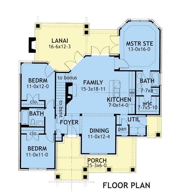 Bungalow Cottage Craftsman Tuscan Level One of Plan 65870