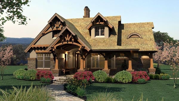 Bungalow, Cottage, Craftsman, Tuscan Plan with 1421 Sq. Ft., 3 Bedrooms, 2 Bathrooms, 2 Car Garage Elevation