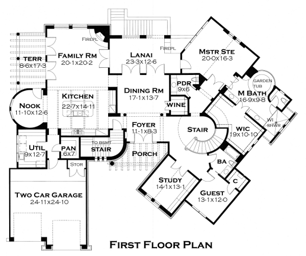 Italian Mediterranean Tuscan Level One of Plan 65881