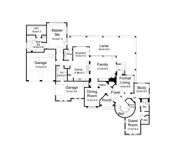 Italian Mediterranean Traditional Level One of Plan 65882