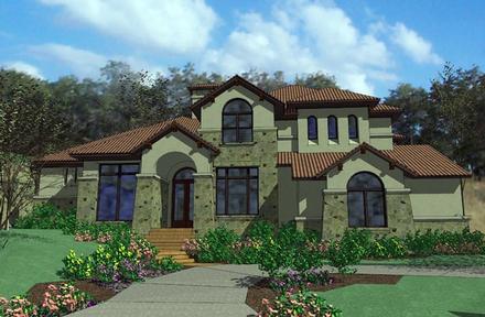 Mediterranean Tuscan Elevation of Plan 65884