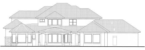 Mediterranean Rear Elevation of Plan 65885