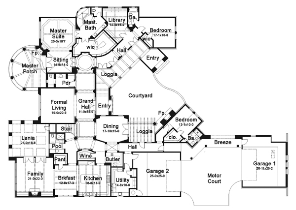 Mediterranean Traditional Level One of Plan 65887