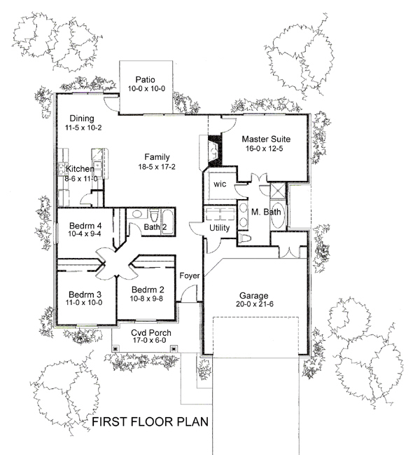 Cottage Craftsman Traditional Level One of Plan 65892