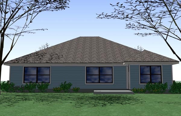 Cottage Craftsman Traditional Rear Elevation of Plan 65892