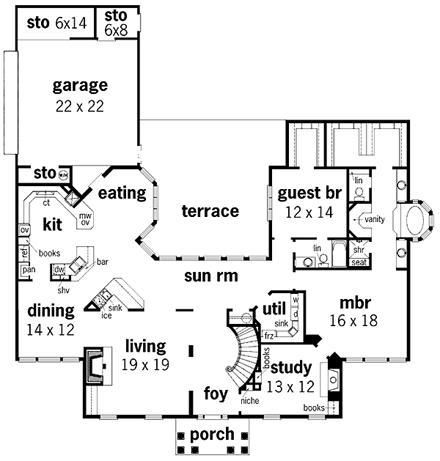 House Plan 65908 First Level Plan