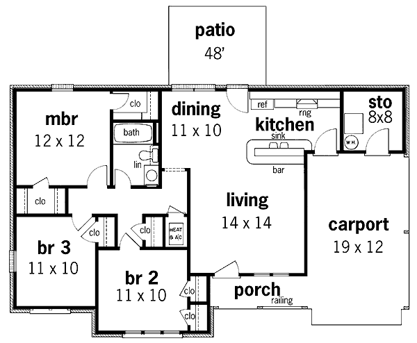 One-Story Ranch Level One of Plan 65914