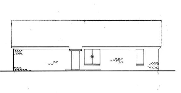 One-Story Ranch Rear Elevation of Plan 65914