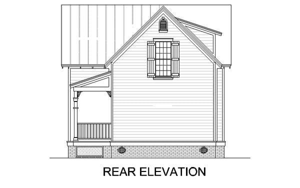 Narrow Lot Rear Elevation of Plan 65919