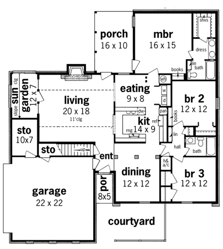 House Plan 65922 First Level Plan