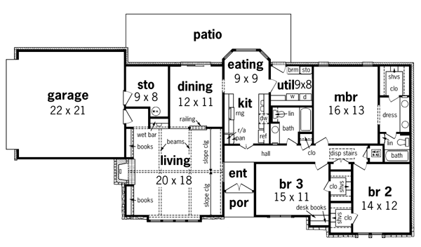 One-Story Ranch Level One of Plan 65925