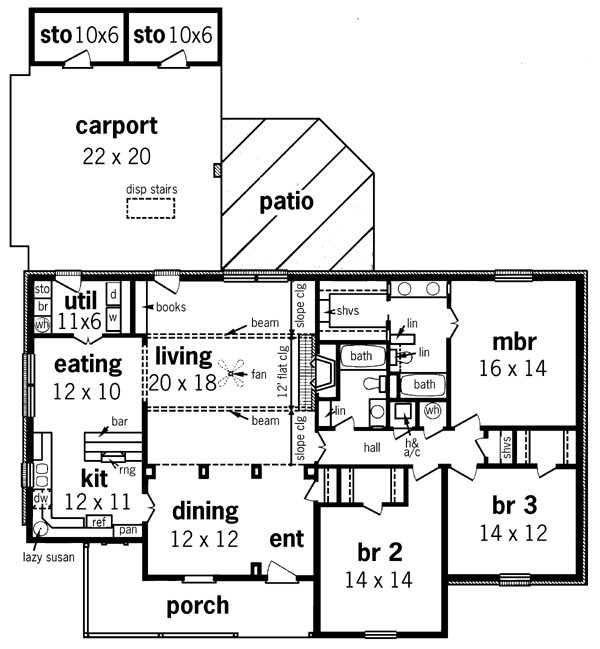 Farmhouse One-Story Victorian Level One of Plan 65929