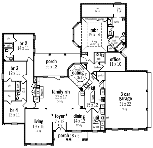 One-Story Level One of Plan 65932